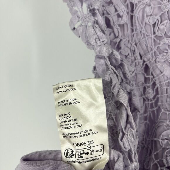 Anthropologie Crop Top Size Medium Lilac Boxy Lace Embroidered Babydoll Peplum - Picture 9 of 9
